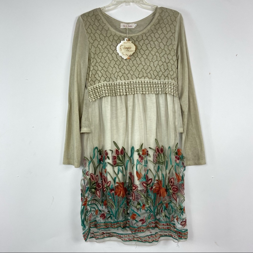 Simply Couture Embroidered Layer Tunic Dress Med - Picture 2 of 13